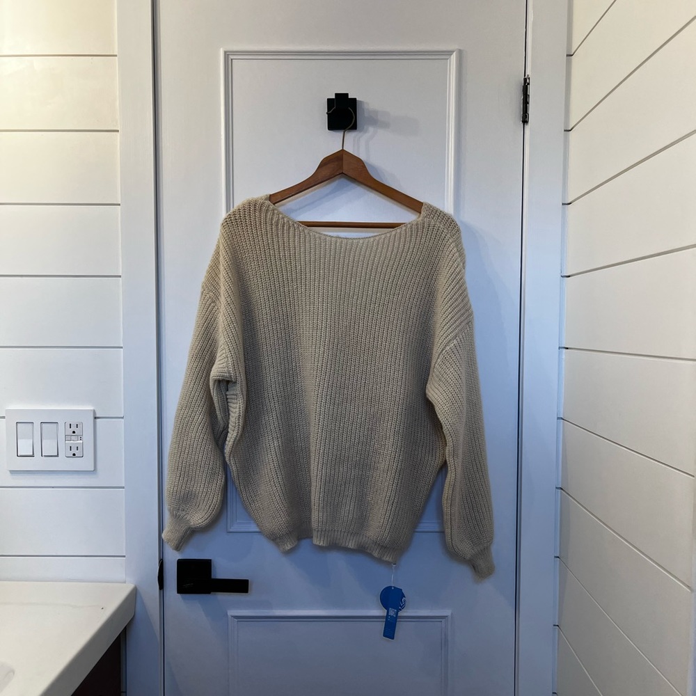 Cupshe Tied Back Ribbed Drop Shoulder Sweater